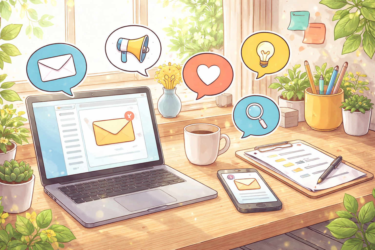 パソコンの手書き風イラスト