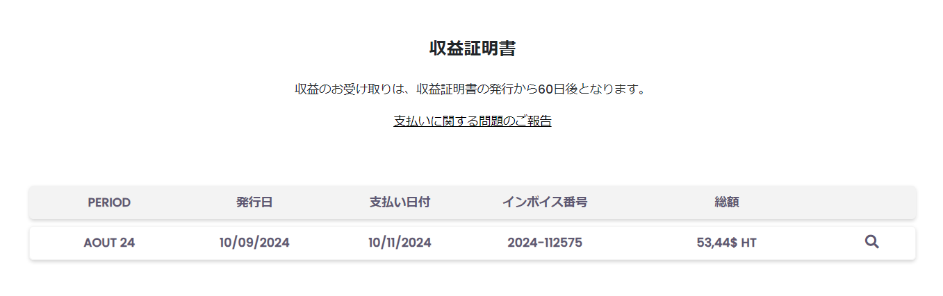 マネタイザー収益証明書